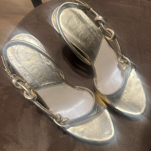 Vintage Dior gold Tortoise colored wedge firm - Picture 14 of 16